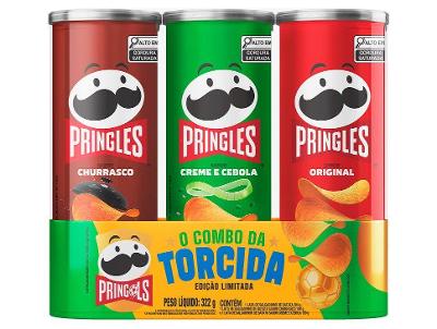 Salgadinho Festa do Futebol Pringles Churrasco Creme e Cebola e Original 322g