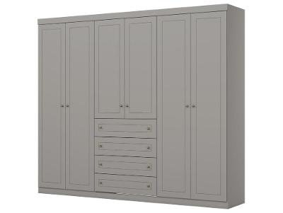 Guarda-roupa Casal 4 Gavetas 6 Portas Móveis Henn Americano