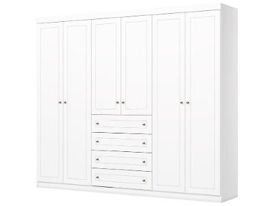 Guarda-roupa Casal 4 Gavetas 6 Portas Móveis Henn Americano