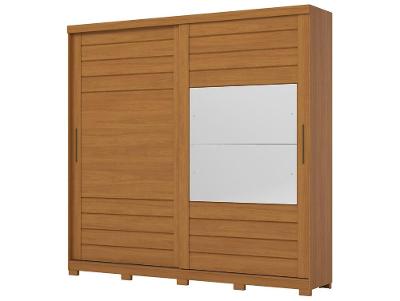 Guarda-roupa Casal com Espelho 6 Gavetas 2 Portas de Correr Móveis Henn Cayman