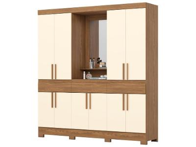 Guarda-roupa Casal com Espelho 3 Gavetas 10 Portas com Penteadeira Móveis Henn Briz