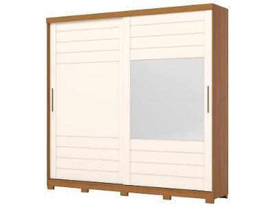 Guarda-roupa Casal com Espelho 6 Gavetas 2 Portas de Correr Móveis Henn Cayman