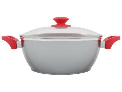 Caçarola Philco Antiaderente Fundo Triplo 28cm 6,1L Cinza e Vermelha PPH280ACR