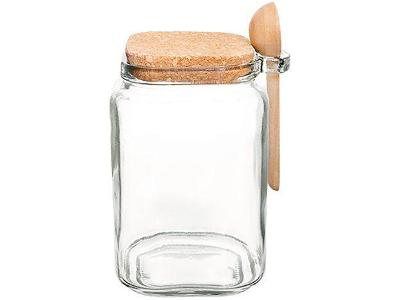 Pote de Vidro Hauskraft com Tampa Quadrado 650ml Muria com Colher