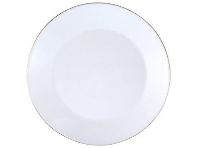 Prato Raso de Vidro Branco e Dourado de Sobremesa Redondo 19cm Hauskraft OPAL-802GD