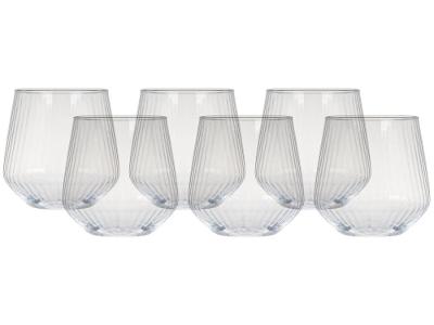 Jogo de Copos de Vidro Transparente 380ml 6 Peças Haus Concept Canelado