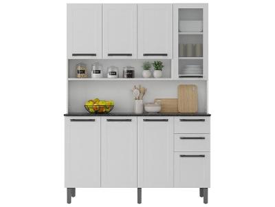 Cozinha Modulada Itatiaia Florença com Balcão 8 Portas 2 Gavetas Aço
