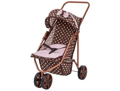 Carrinho de Boneca Premium Marrom e Rosa 