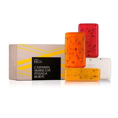 SABONETE EM BARRA PURO VEGETAL CREMOSO E ESFOLIANTE REFRESCANTE EKOS 4 UN DE 100 G