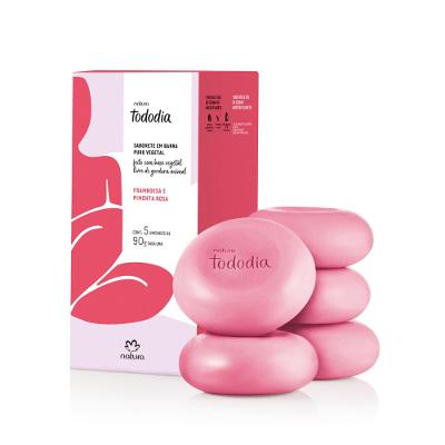 SABONETE EM BARRA PURO VEGETAL TODODIA FRAMBOESA E PIMENTA ROSA