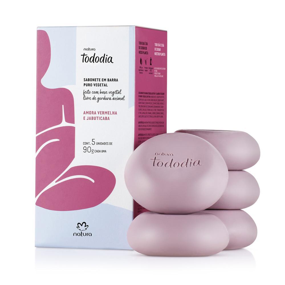 SABONETE EM BARRA PURO VEGETAL TODODIA AMORA VERMELHA E JABUTICABA 5 UN DE 90 G CADA - 1