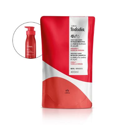 Refil Creme Nutritivo para o Corpo Natura Tododia Morango e Baunilha Dourada 400ml