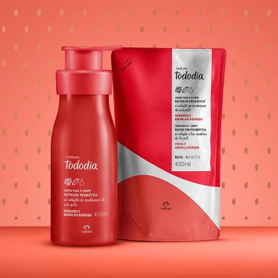 Kit Creme Desodorante Nutritivo Tododia Morango e Baunilha Dourada com Refil