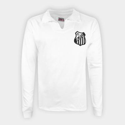 Camisa Polo Retrô Santos Manga Longa 62/63 N 10 Athleta Masculina
