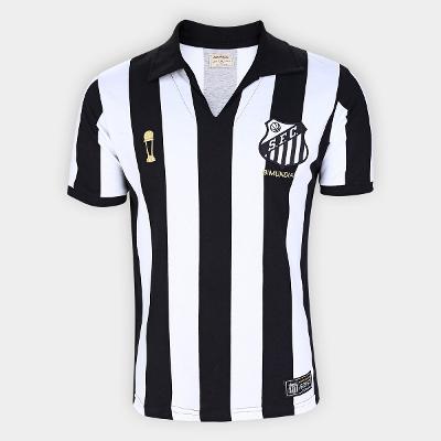 Camisa Santos 1963 Bi Mundial Listrada Retrô Mania Masculina