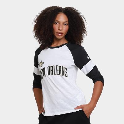 Camiseta Nike NFL New Orleans Saints Slub 3Q Raglan Feminina