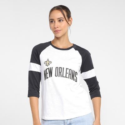 Camiseta Nike NFL New Orleans Saints Slub 3Q Raglan Feminina