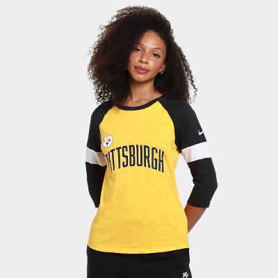 Camiseta Nike NFL Pittsburgh Steelers Slub 3Q Raglan Feminina