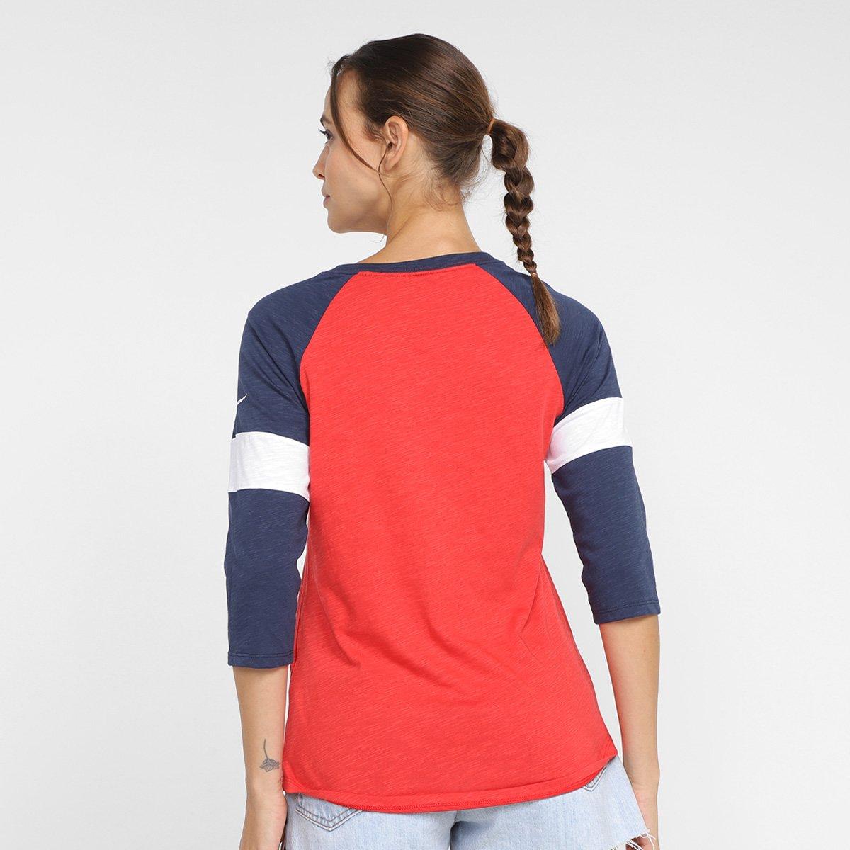 Camiseta Nike NFL New England Patriots Slub 3Q Raglan Feminina - 2