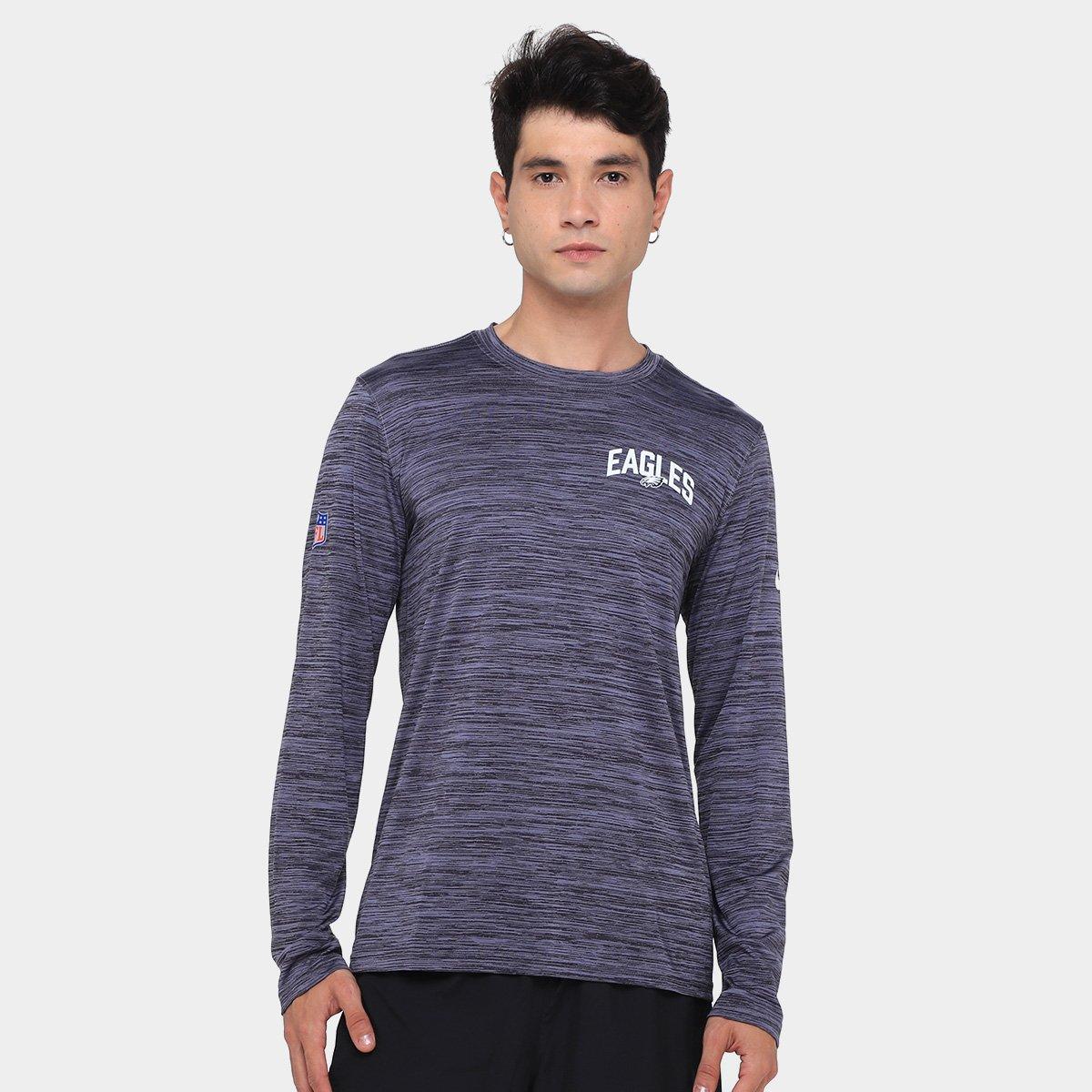 Camiseta Nike Philadelphia Eagles Drop 2 Dri-FIT Team Velocity Manga Longa Masculina - 1
