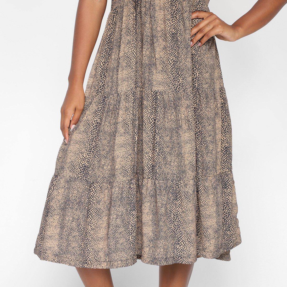 Vestido Volcom Midi Evasê Snakedown - 3