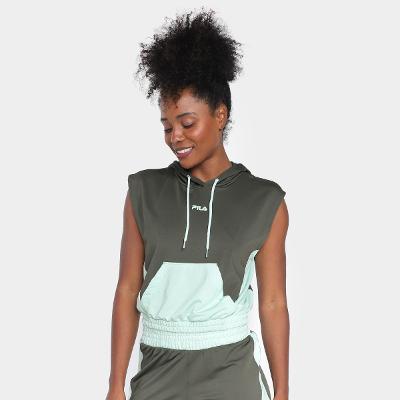 Colete Moletinho Fila Block Sports Capuz Feminino