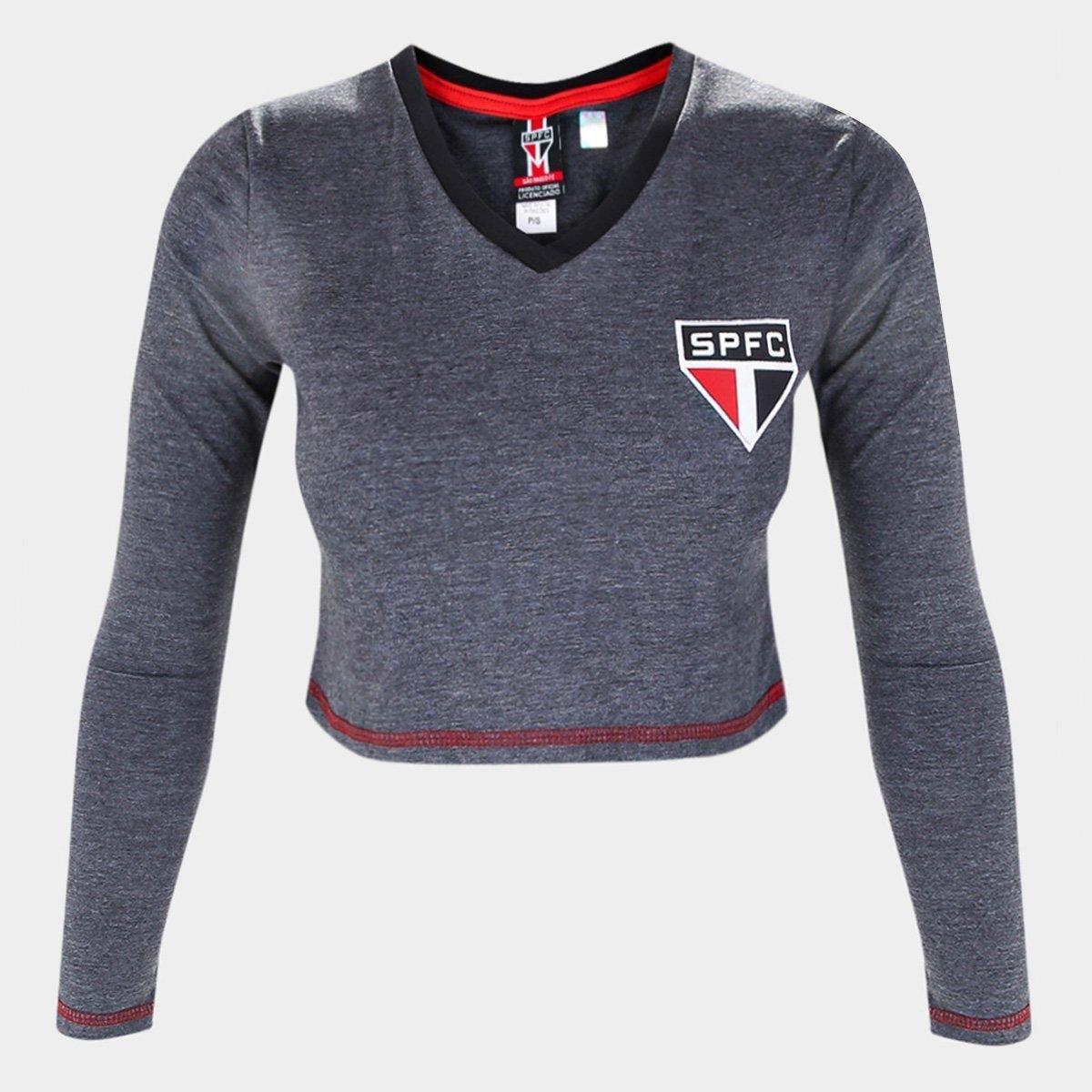 Camiseta Cropped São Paulo Pond Manga Longa Feminina - 1