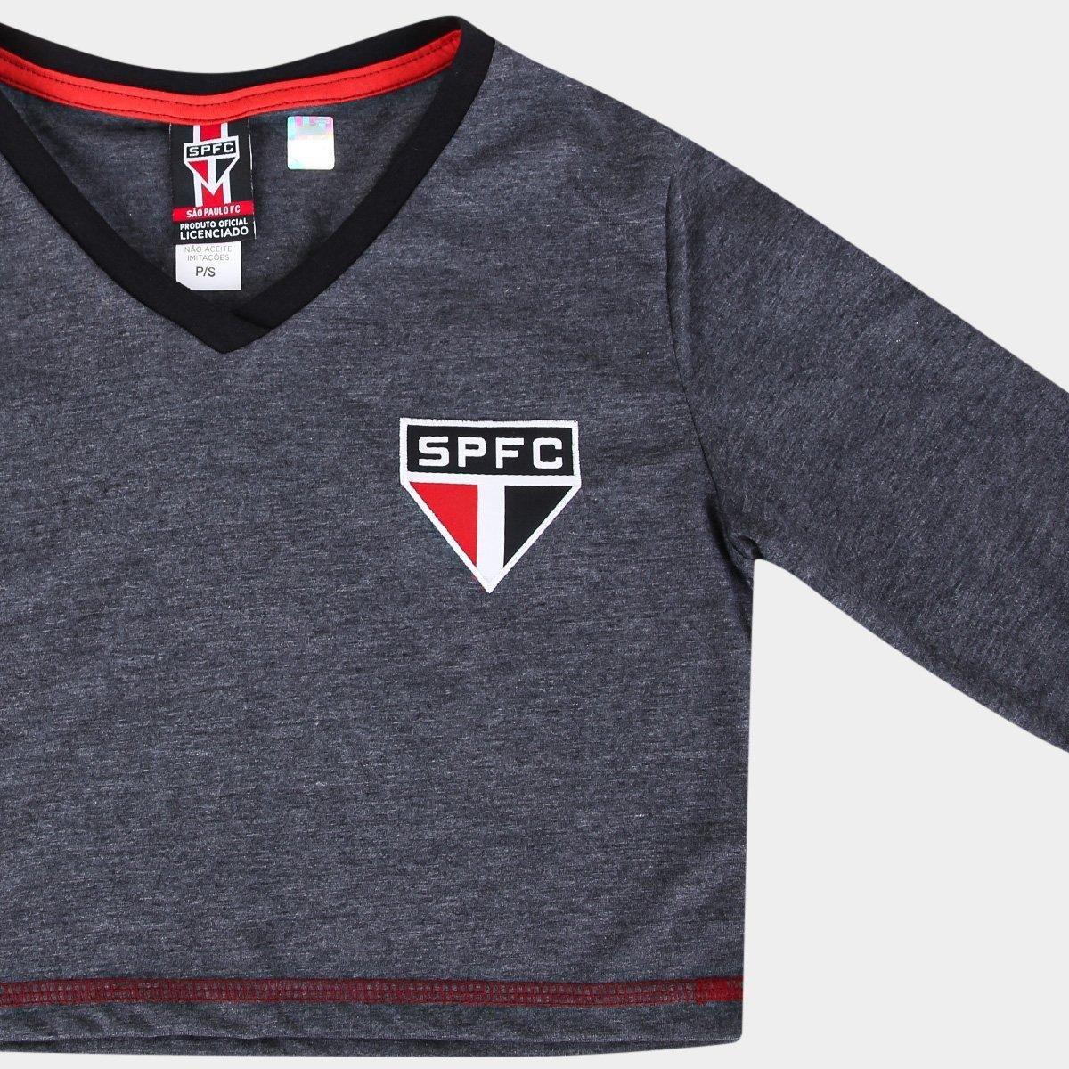 Camiseta Cropped São Paulo Pond Manga Longa Feminina - 4