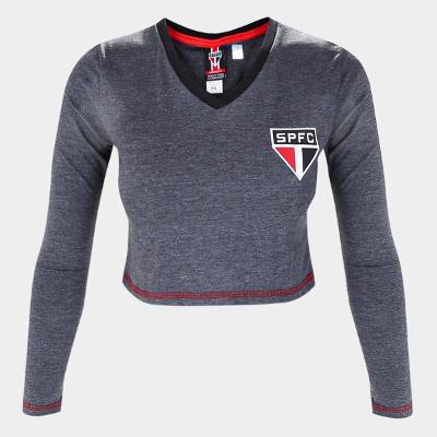 Camiseta Cropped São Paulo Pond Manga Longa Feminina