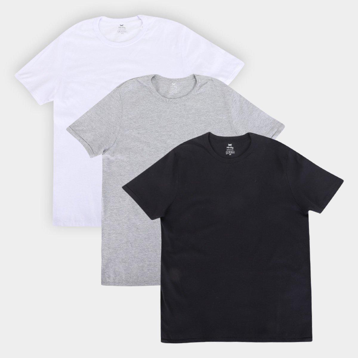 Kit Camisetas Hering Básicas Com 3 Peças Masculinas - 1