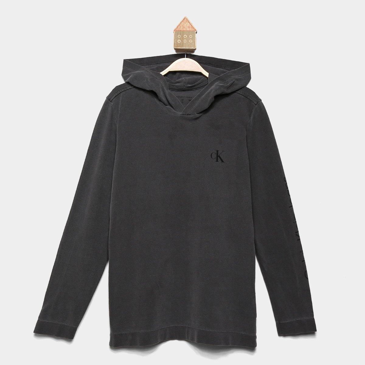 Camiseta Infantil Calvin Klein Monograma Manga Longa Capuz Menino - 1
