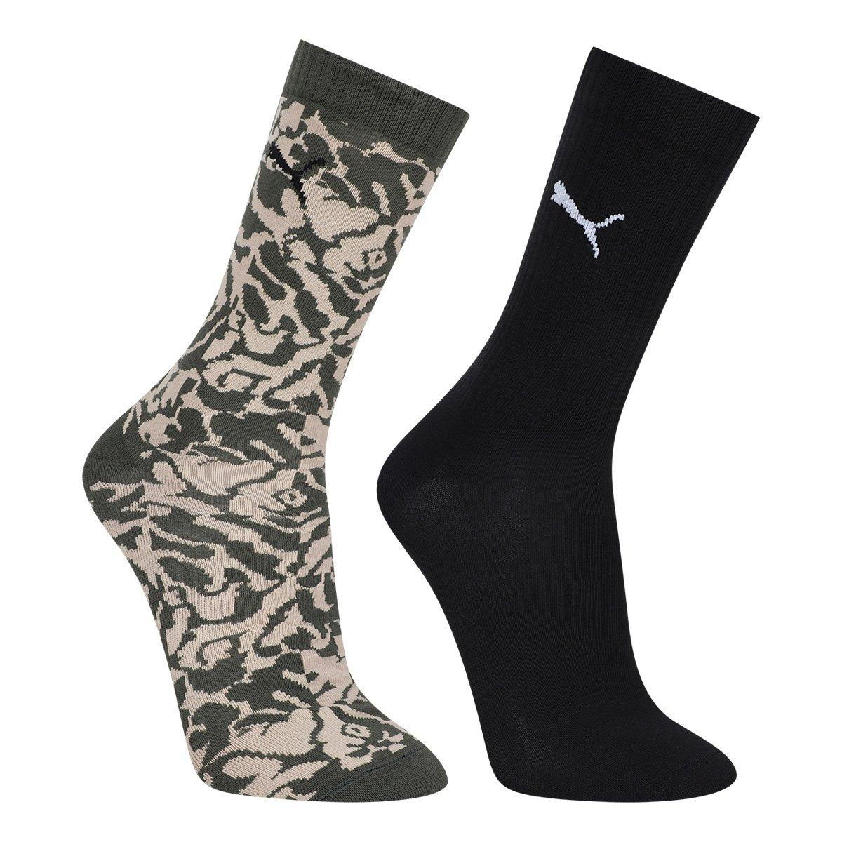 Kit Meia Puma Cano Longo Esportiva C/ 2 Pares Masculina - 1