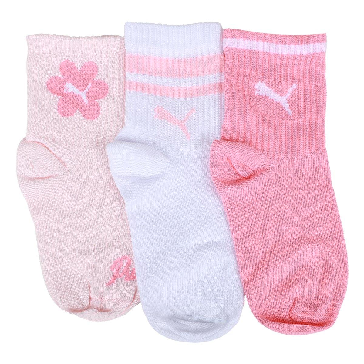 Kit Meia Infantil Puma Cano Longo Menina - 3 Pares - 1