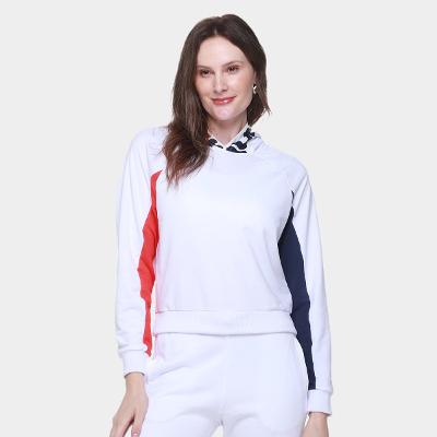 Moletom Com Capuz Fila Color Block Letter Feminino