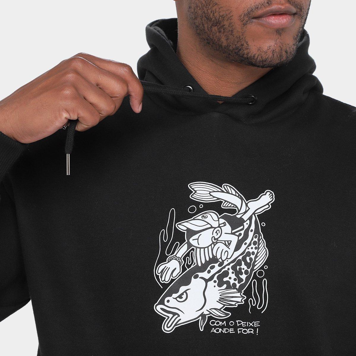 Moletom Com Capuz Santos Com Peixe Aonde For Masculino - 3