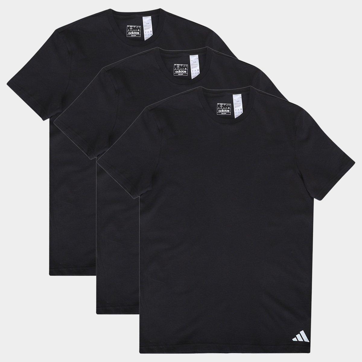 Kit Camiseta Adidas Básicas 3 Peças Masculino - 1