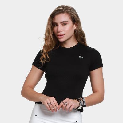 Camiseta Baby Look Lacoste Canelada Feminina