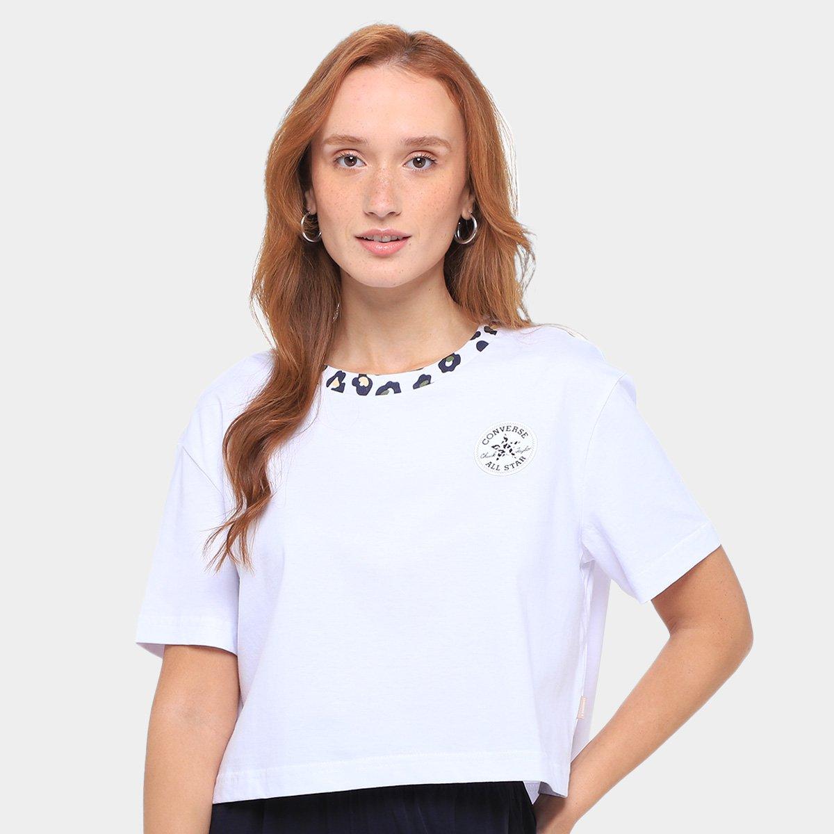 Camiseta Converse Cropped Patch Leopard Feminina - 1