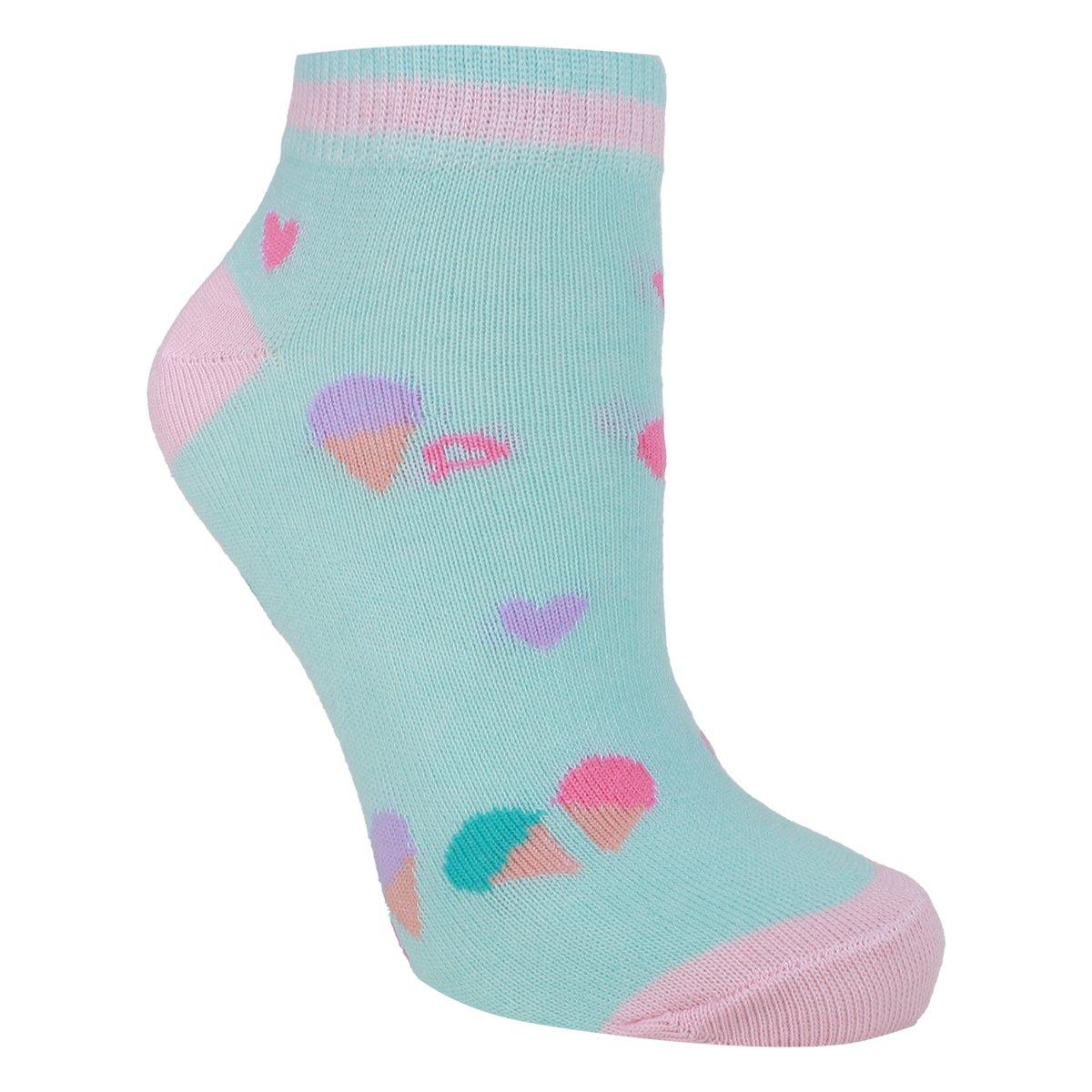 Kit Meia Cano Curto Infantil Cia Da Meia 6 Pares Menina - 5