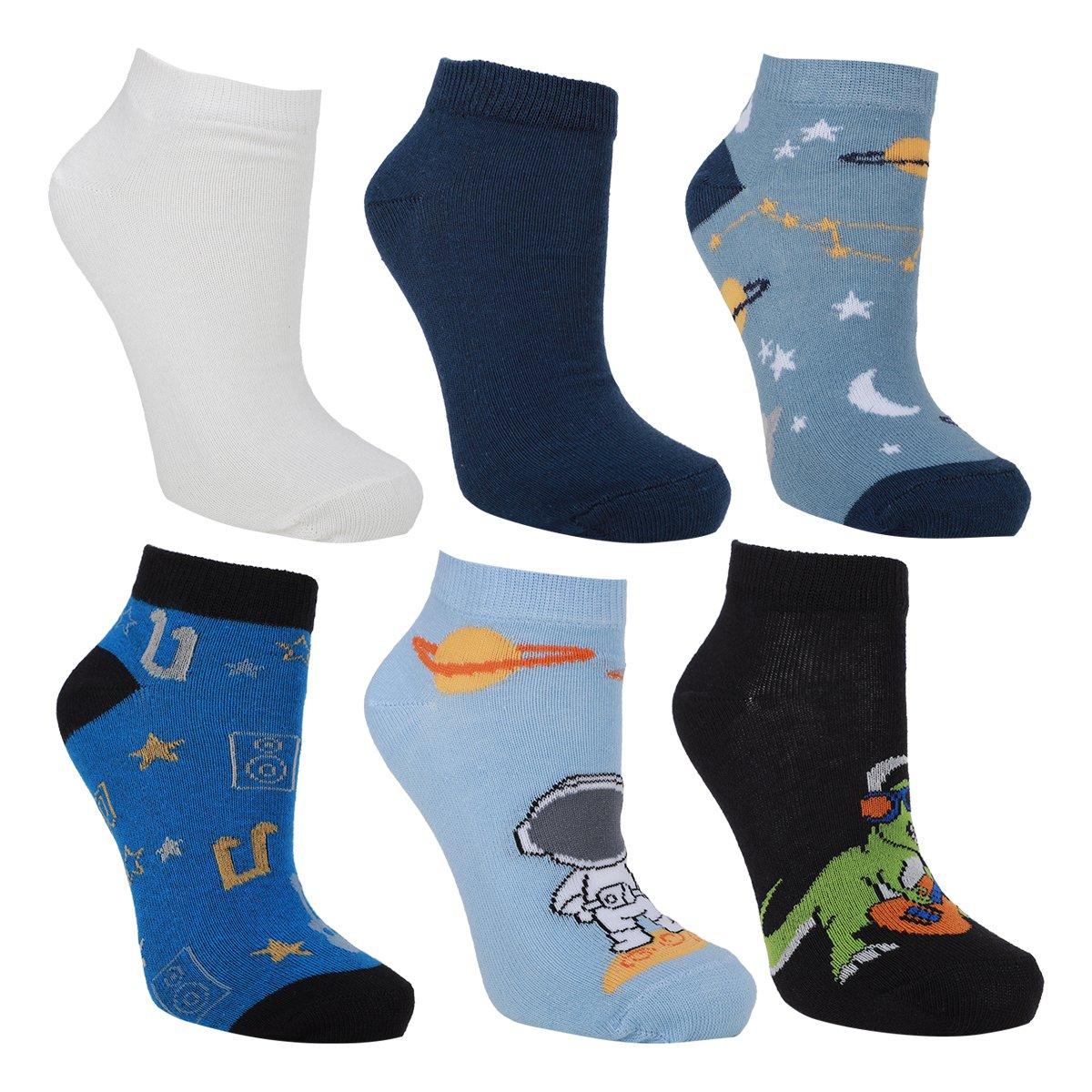 Kit Meia Cano Curto Infantil Cia Da Meia 6 Pares Menino - 1