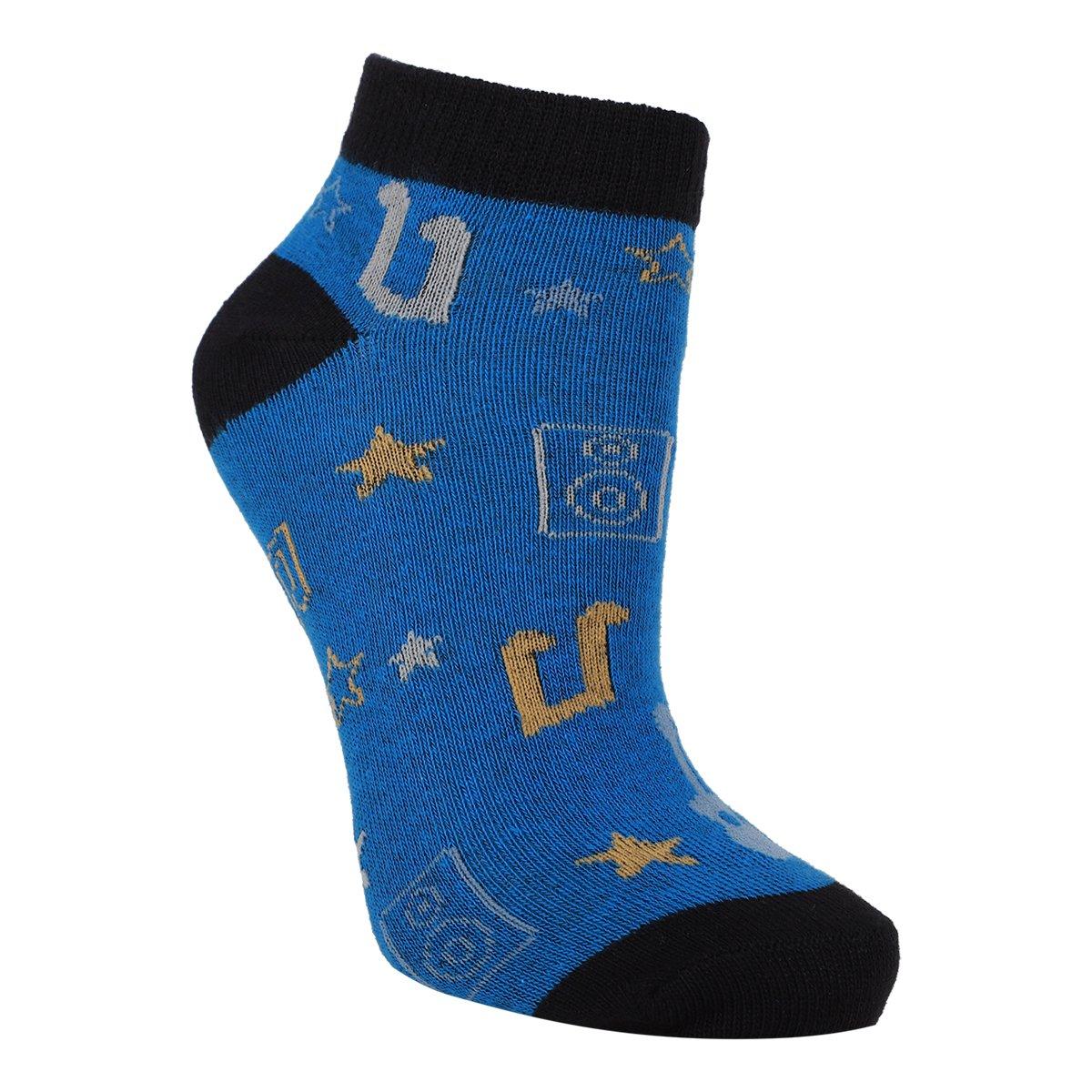 Kit Meia Cano Curto Infantil Cia Da Meia 6 Pares Menino - 5