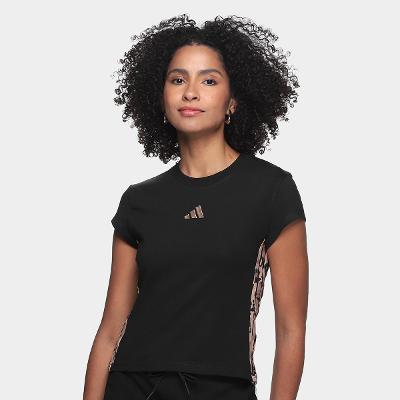 Camiseta Adidas Stripes Animal Print Feminina