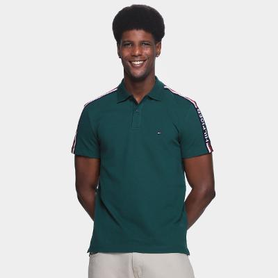 Camisa Polo Tommy Hilfiger Global Stripe Monotype Masculina