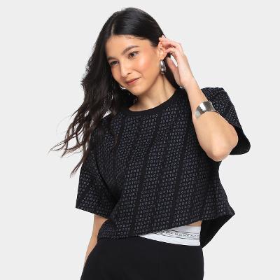 Camiseta Colcci Sport Cropped Monograma Feminina