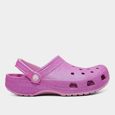 Sandália Crocs Classic Iridescent Glitter Clog Feminina