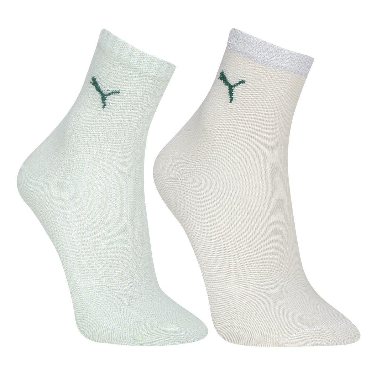 Kit Meia Puma Cano Médio Esportiva 2 Pares Feminino - 1