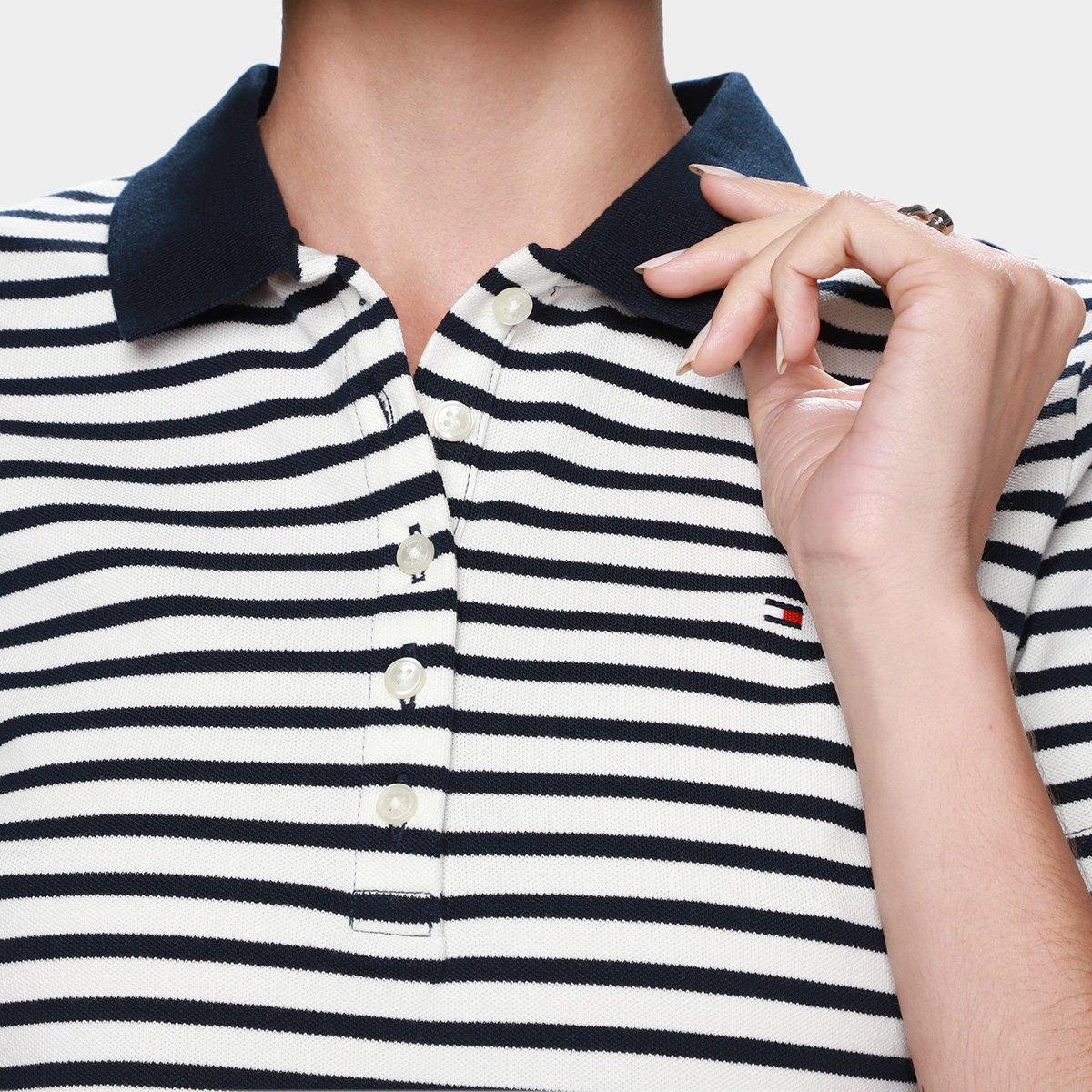 Camisa Polo Slim Herigate Pique Listrada Feminina - 3