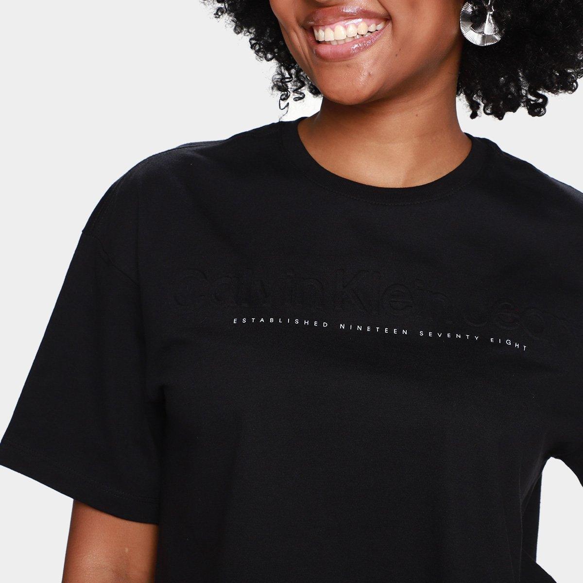 Camiseta Cropped Calvin Klein Embossed Feminina - 3