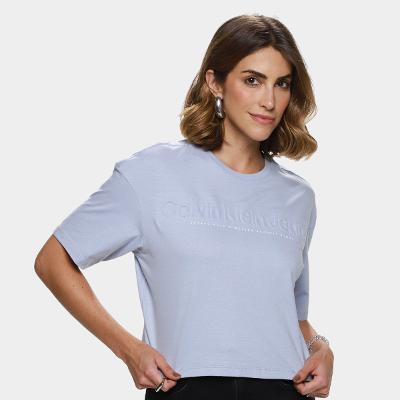 Camiseta Cropped Calvin Klein Embossed Feminina