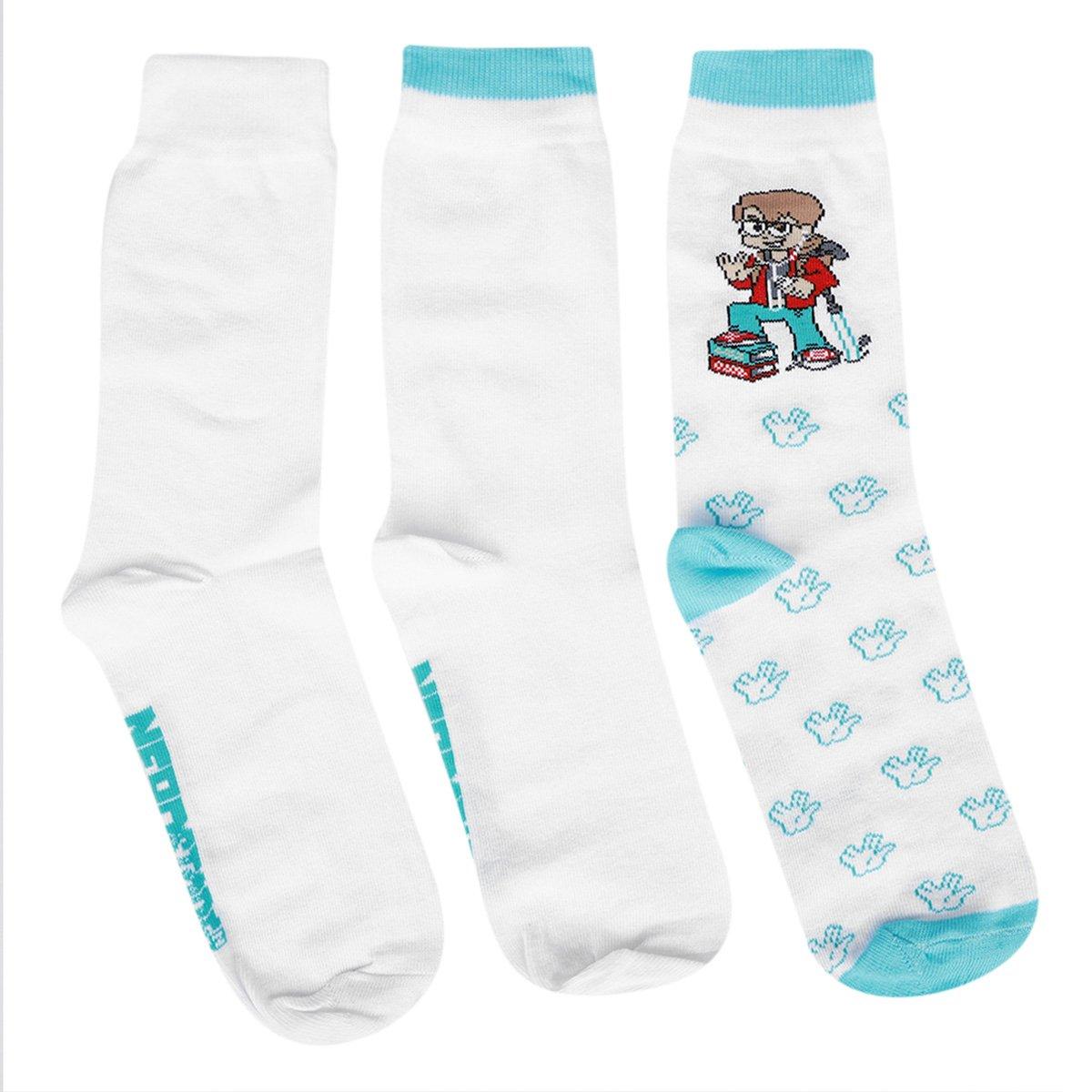 Kit Meia NerdStore - Nerdinho - Jovem Nerd - Cano longo - 3 pares - 7